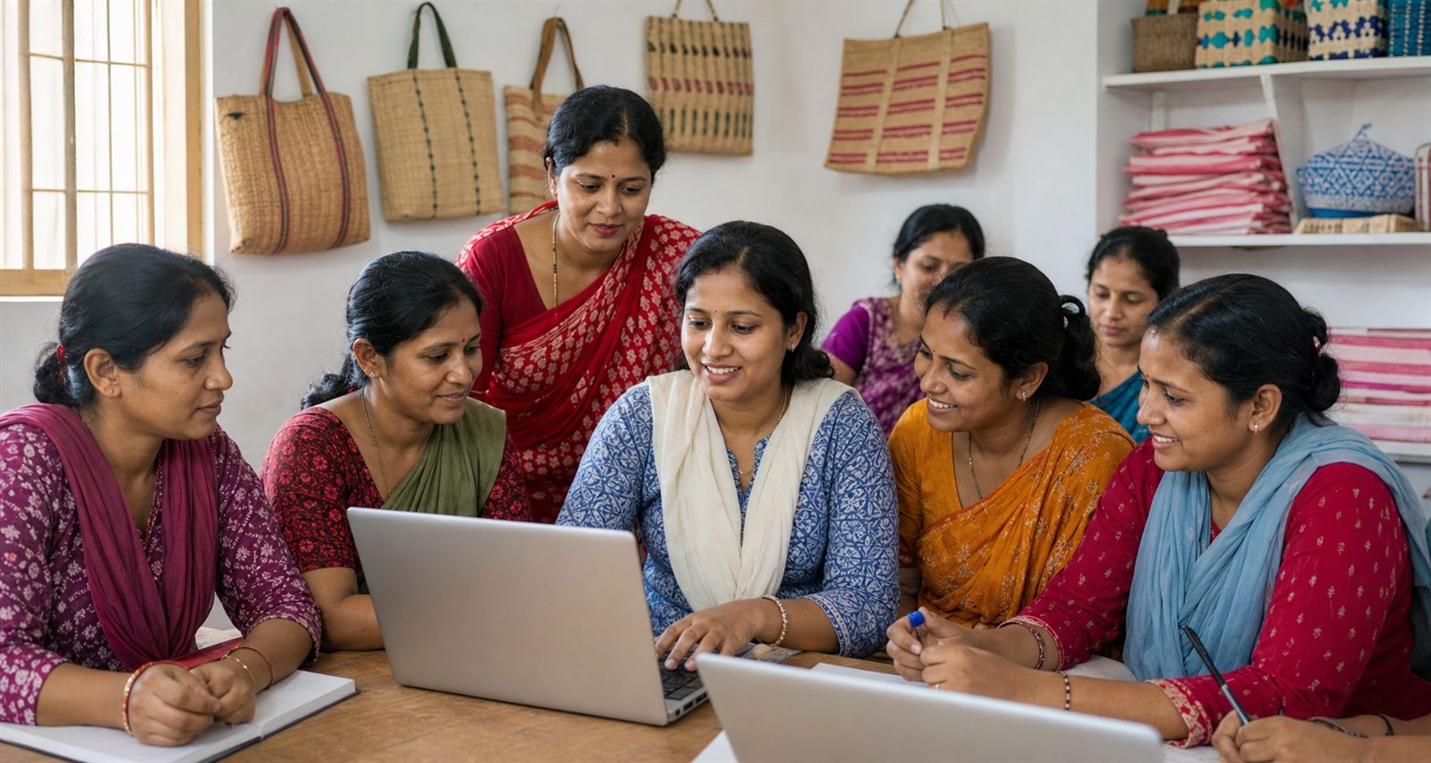 Women learning digital skills